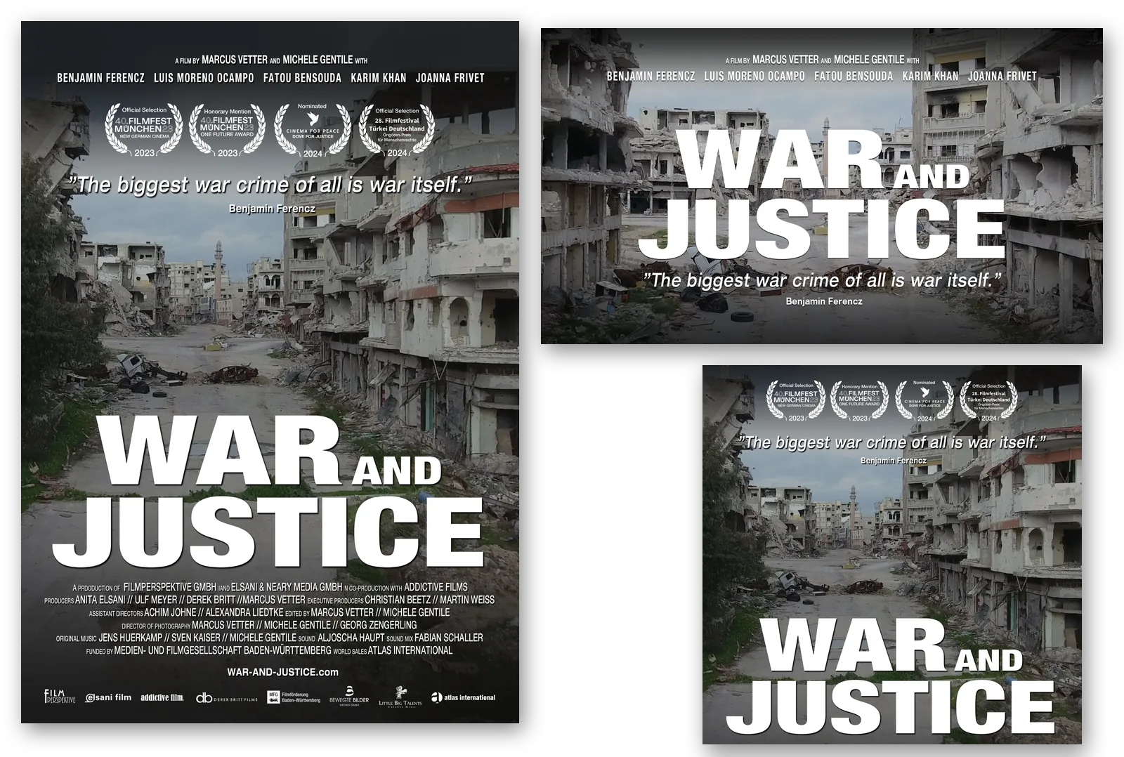 Poster, banner and social media post for War and Justice